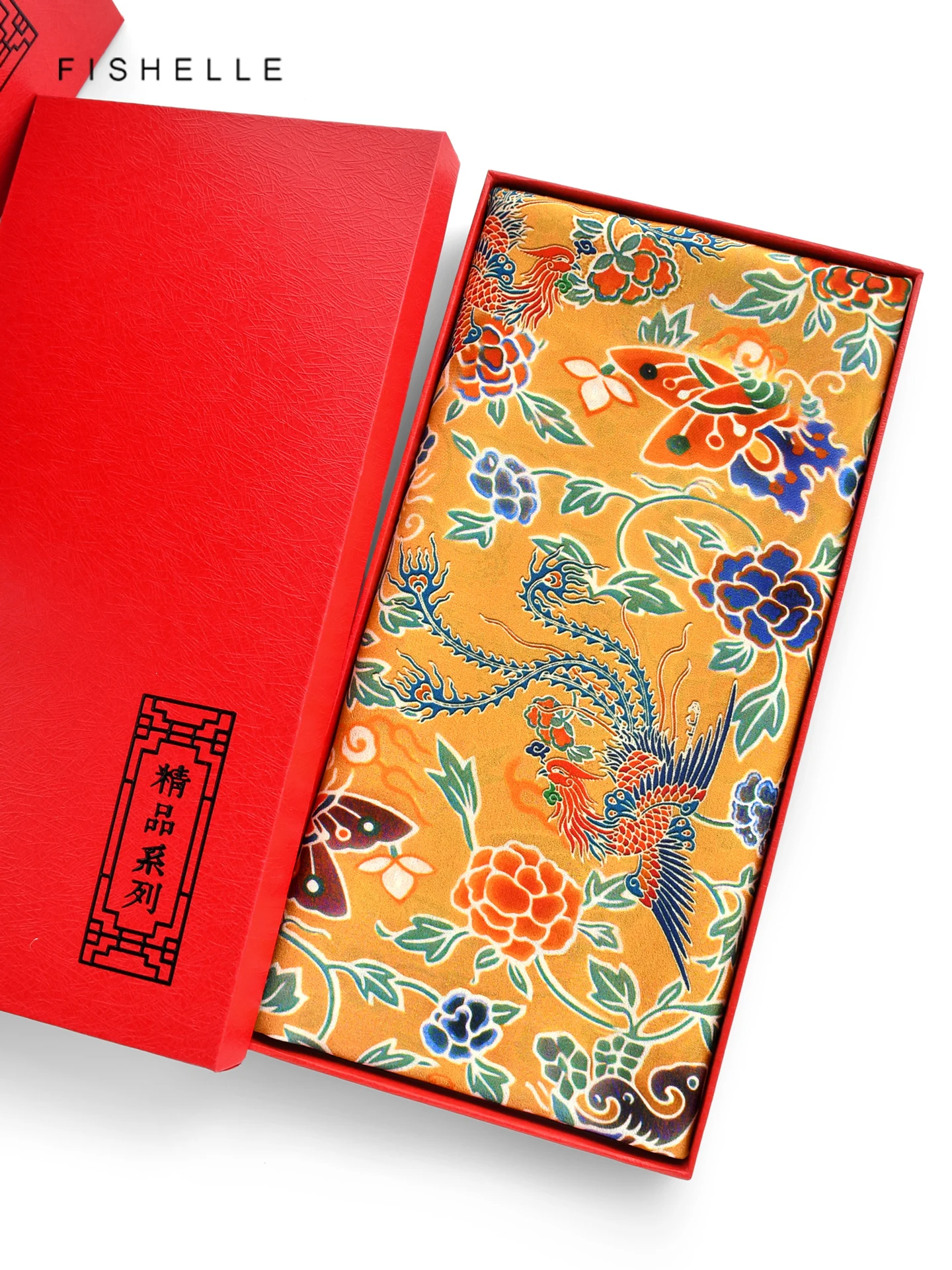 エレガントな鳳凰蝶柄シルクスカーフギフトボックス、桑絹杭州小正方形スカーフ、外国人向けビジネス旅行お土産