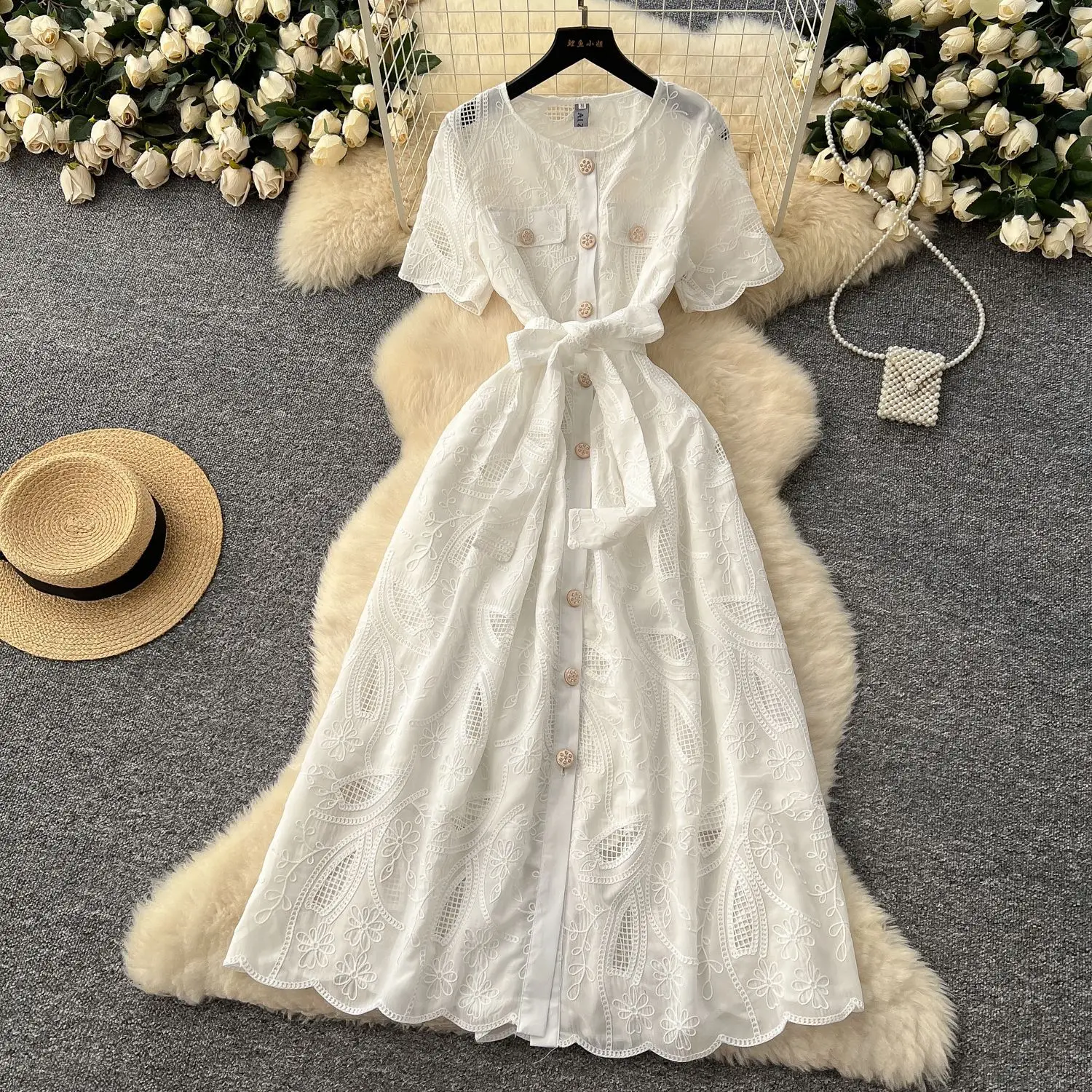 Dresses Women Vintage Long Dre - Embroidery H&M ulasan dan harga
