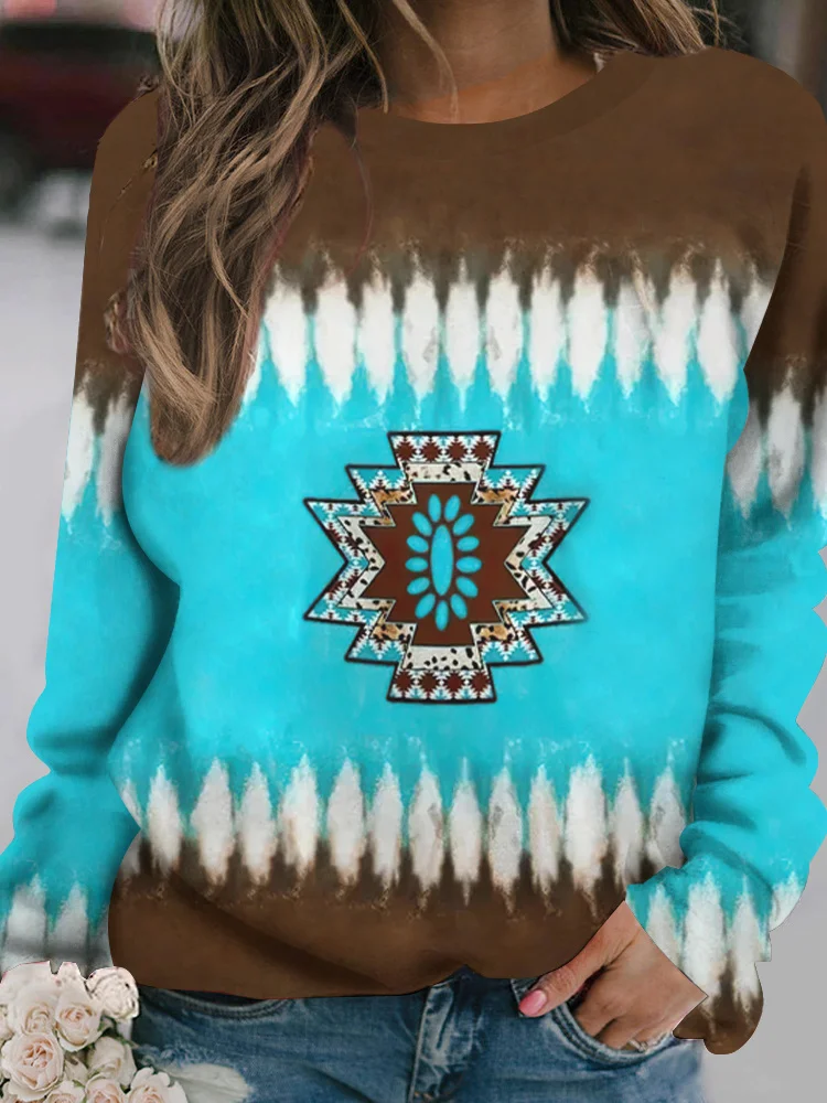 في الهواء الطلق المرأة تي شيرت عادية كم طويل نمط طباعة الشارع طاقم الرقبة الخريف الإناث الملابس المتضخم موضة تي شيرت #5