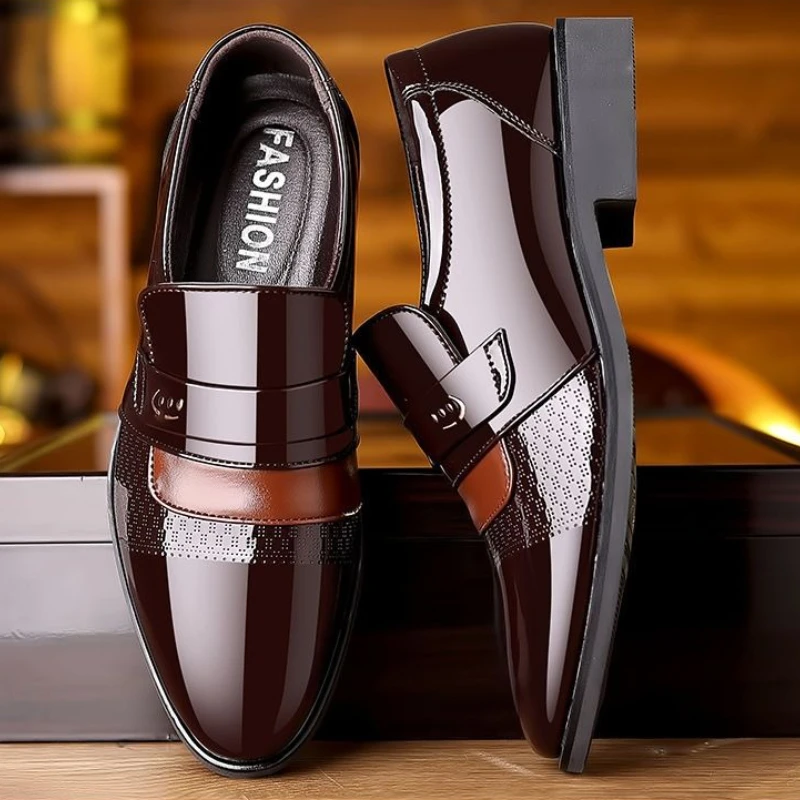 

Bright Upper Breathable Slip-on Social Shoe Male Cowhide Cheap Liquidation Casual Business New Clearance 39 Men's Formal Shoes