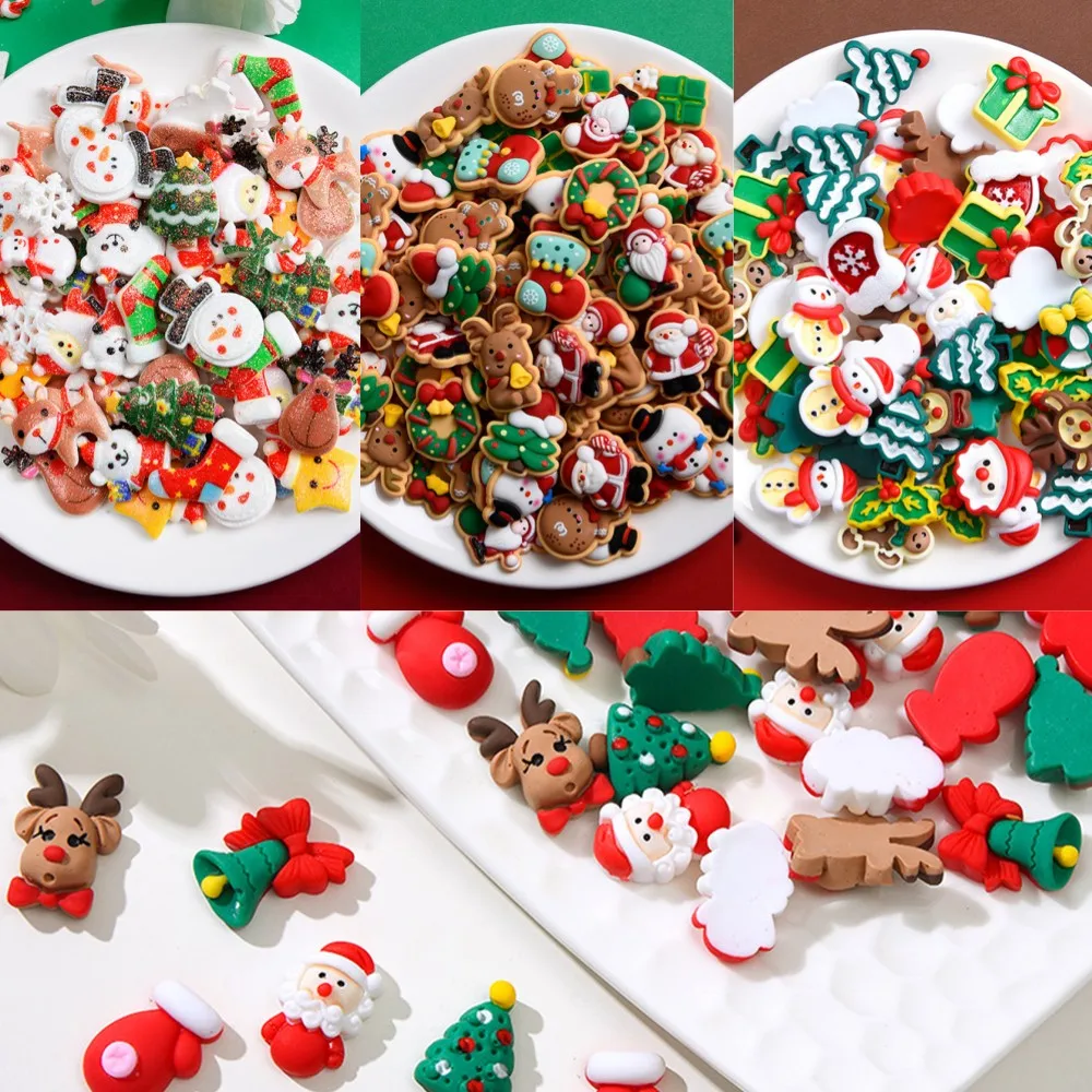 إكسسوارات مصغرة لعيد الميلاد تصنعها بنفسك ، سانتا كلوز الصغير ، رجل الثلج ، ندفة الثلج ، شجرة عيد الميلاد ، الجرس ، الراتنج ، المزيج ، لوازم الحفلات ، 10 أشغال يدوية