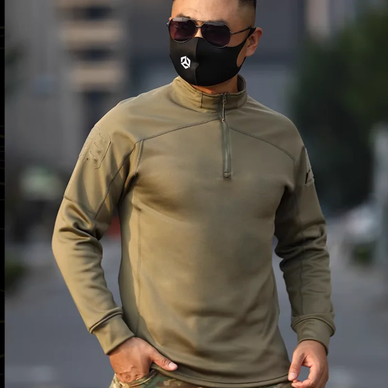 

Мужская тактическая флисовая теплая флисовая куртка в стиле милитари, тонкий тренировочный костюм лягушки с длинными рукавами