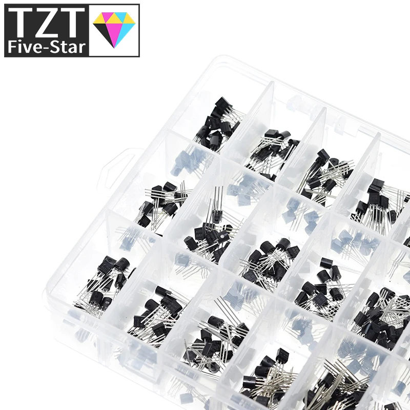 1/3 صندوق 24 قيمة تشكيلة مجموعة متنوعة كل 20 قطعة BC327 BC337 BC517 BC547 BC548 BC549 2N2222 3906 3904 5401 5551 C945 1015