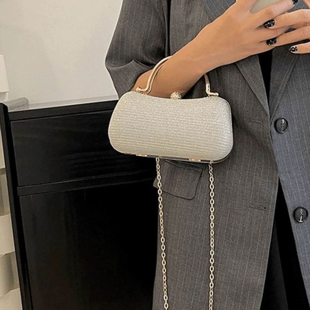 Retro Glitter Evening Banquet Bag Wrist Bag Rhinestone Box Handbag Shoulder Bag Large Capacity Ladies Clutch Bag Party