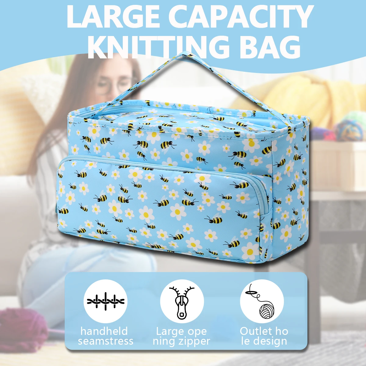 Hot Empty Yarn Storage Bag Portable Knitting Tote Travel Bags Waterproof Sewing Tool Accessories Crochet Hooks Knitted Bag Gift