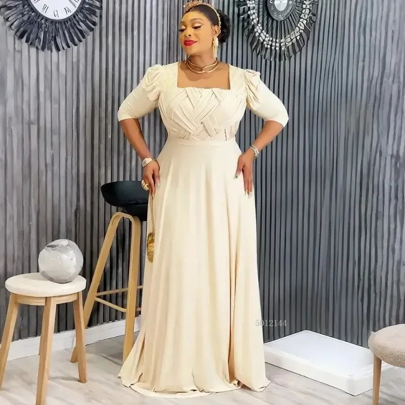 

Африканское платье макси больших размеров, элегантное свадебное вечернее платье с короткими рукавами для женщин, новое модное мусульманское вечернее платье в Турции