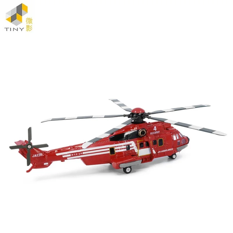 TINY 1:144 Super Pu-ma Helicopter Red Alloy Simulation Model Aircraft