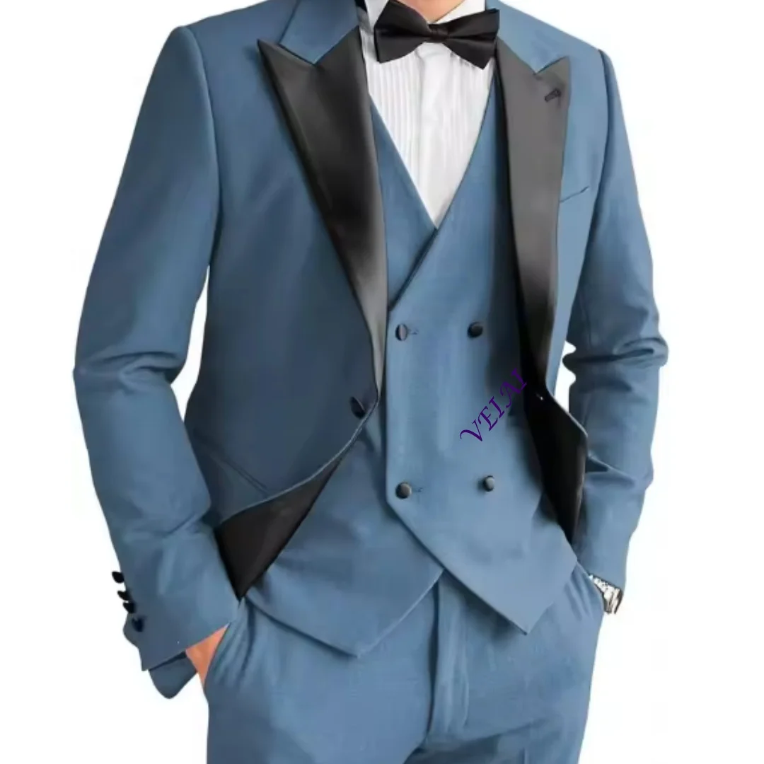 CustomizedMen's Tuxedo Suit 3 Piece Slim Fit Suits Two Button Blazer Suits for Wedding Prom Party Dinner