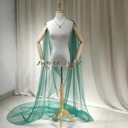 Velo da sposa da spalla in tulle glitterato verde smeraldo lungo 300 cm x 150 cm di larghezza