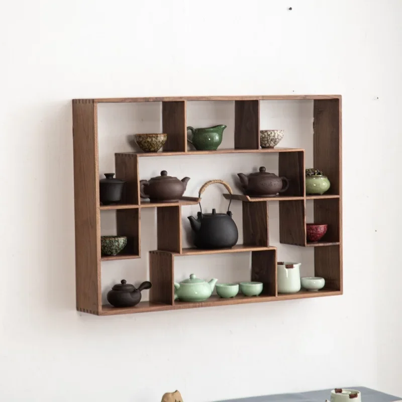 Retro light luxury wall-mounted desktop six-palace grid, seven-palace grid, nine-palace grid, home tea drinking storage, bogu