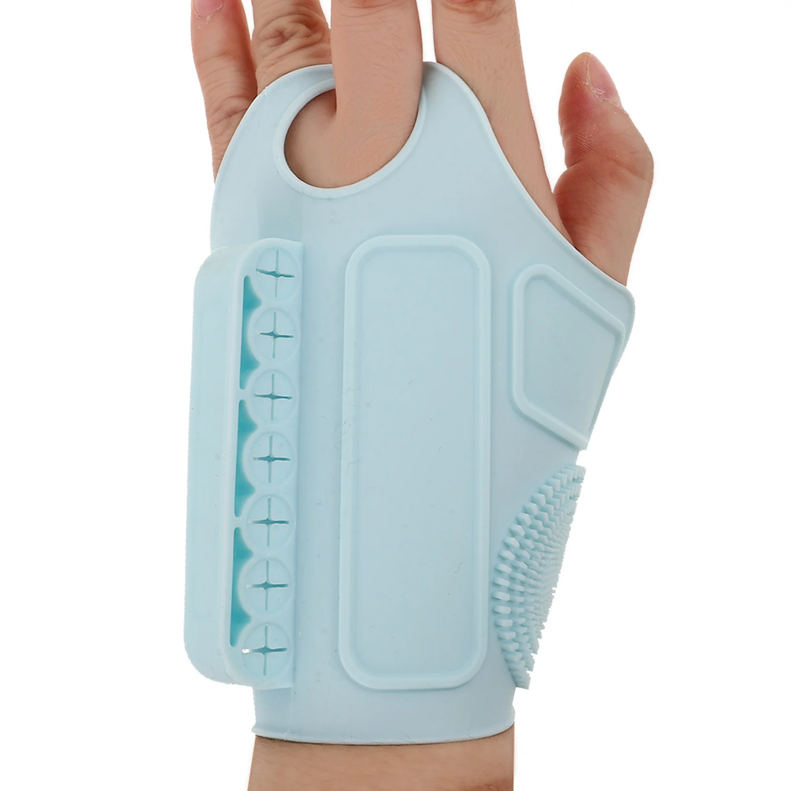 Cinghia da polso per trucco in silicone Superficie strutturata regolabile Accessori di bellezza portatili Tavolozza da polso Strumento di miscelazione riutilizzabile per