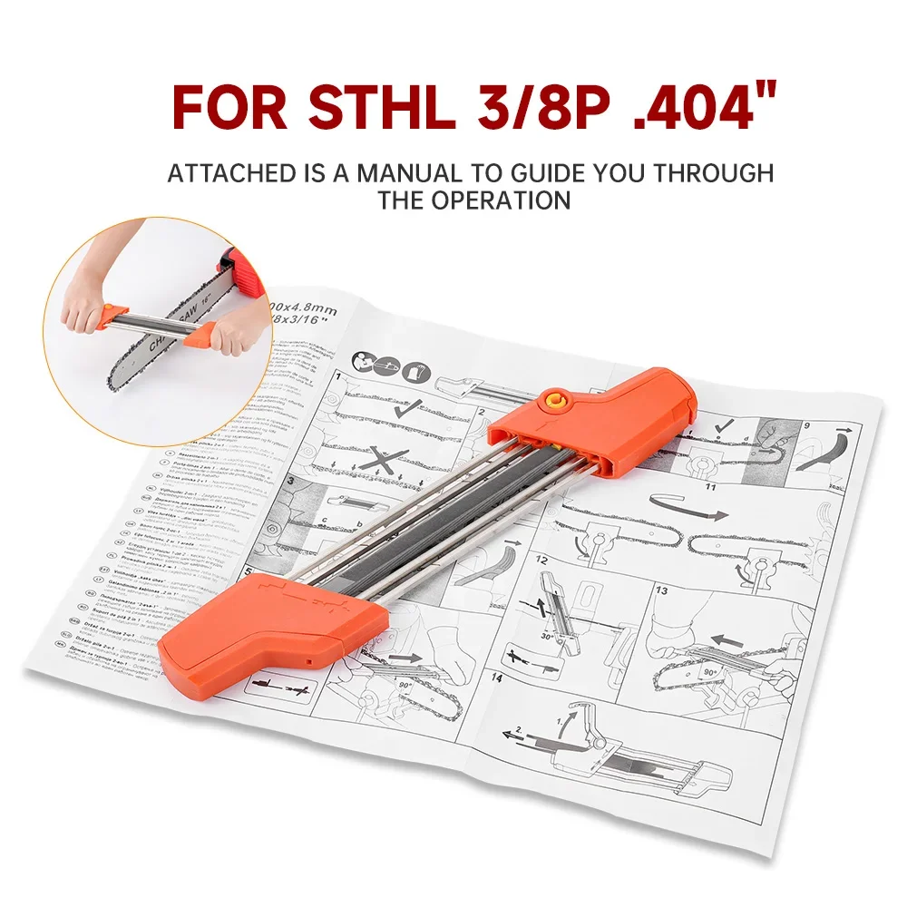2 In 1 Easy Mini File Chainsaw Chain Sharpener 3/8 P 4.0mm Saw Teeth Set Fast Sharpen With 2pcs 5/32 Inch Files Chain Sharpener
