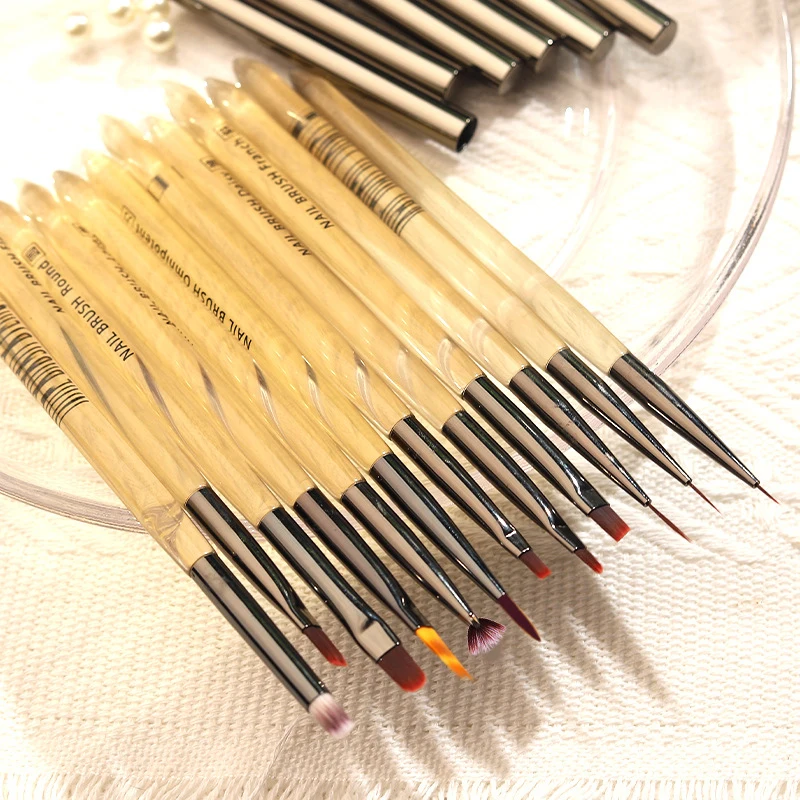 الأشعة فوق البنفسجية هلام مسمار فرشاة فنية الاكريليك رسم اللوحة الخط الفرنسي/زهرة القلم الأظافر تلميح التدرج بناء العلاج بالضوء فرشاة مانيكير