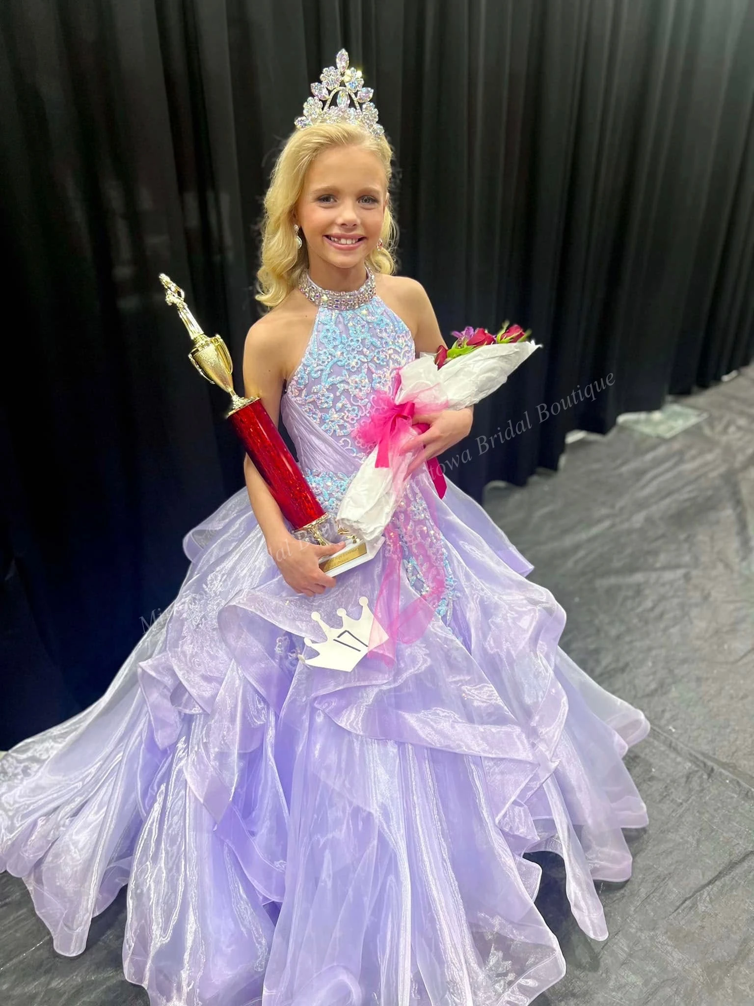 Liliowa sukienka dziewczęca na wybory Miss Halter cekinowa suknia balowa z organzy urodzinowa suknia imprezowa, koktajlowa dla nastolatków Junior Miss galowa zwyczaj