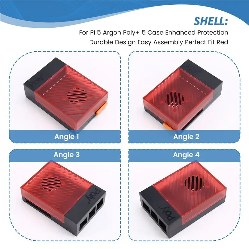 B68A For Raspberry Pi 5 Argon For Poly+ 5 Case Enhanced Protection Durable Design Easy Assembly Perfect Fit Red