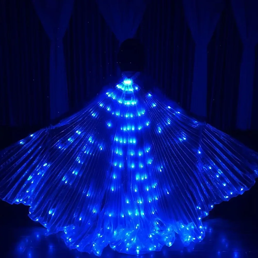 Blue White Auto Flash Led Isis Wings Belly Dance Stage Performance Light Wings Costumes Carnaval Party Show Dancewear