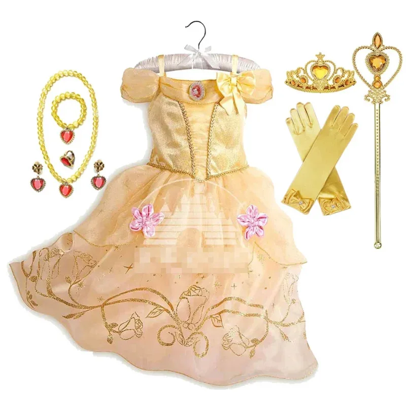 La Bella Durmiente Aurora princesa vestido de fiesta para niñas disfraz de Cenicienta de Halloween niños ropa de Rapunzel regalo de cumpleaños