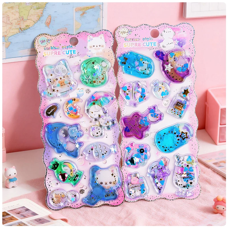 3 pcs/6 pcs Super Cute Fashion 3D Stickers Water Cartoon Scrapbooking Diy Journaling Stationery Diary Sticker School Gift