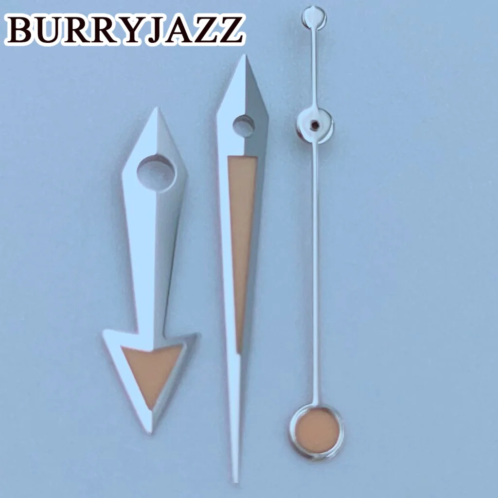 BURRYJAZZ NH35 NH36 NH38 7S26 7S36 4R35 4R36 Watch Hands Silver Orange Hands Green Luminous
