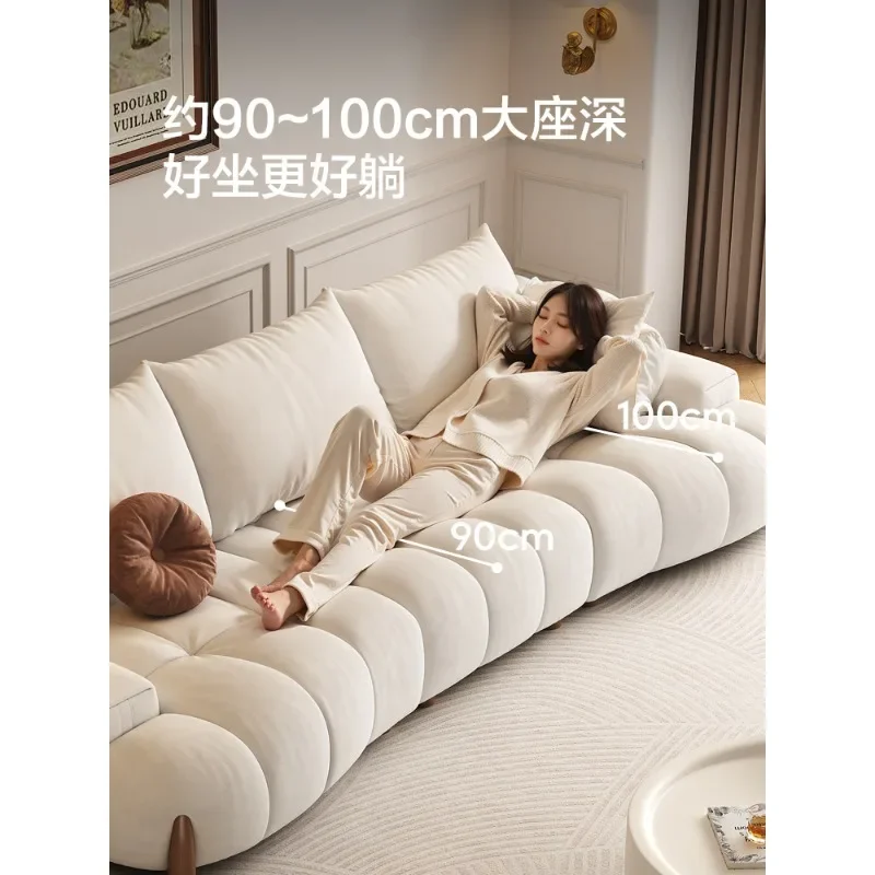 Cream cloth sofa living room modern function adjustable straight row cat scratching cloth sofa