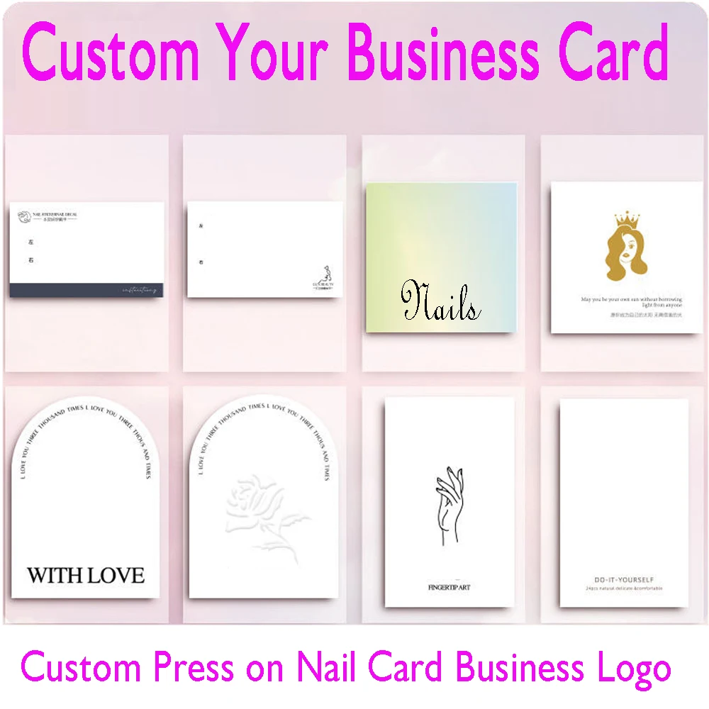 

500PCS Custom Press on Nail Card Business Logo OEM false nails ODM fake nails sample organizer for nail salon Bulk Wholesale