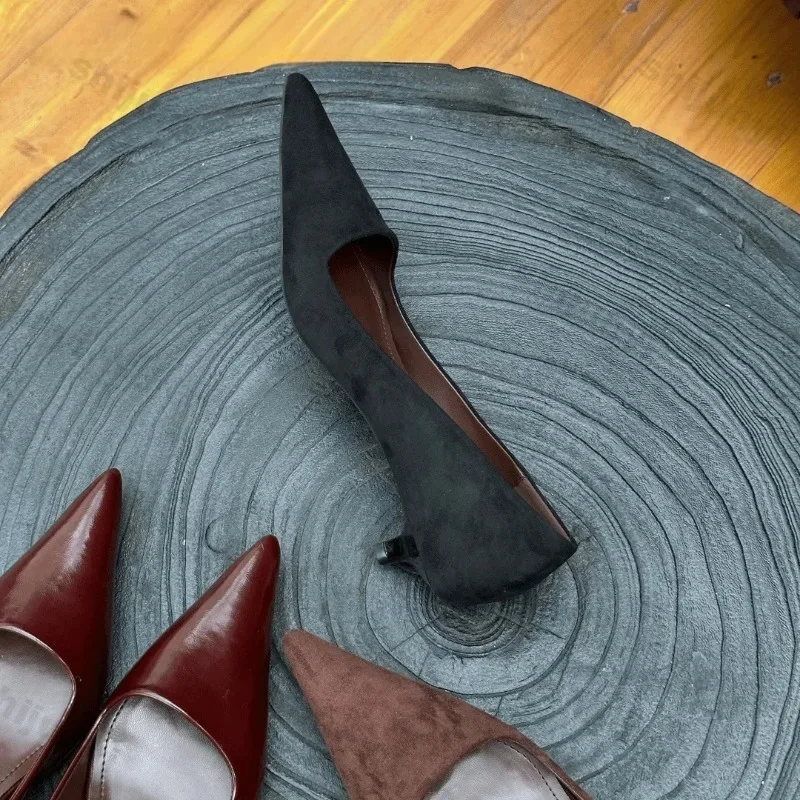 Women Pumps Sexy Suede Pointed Toes High Heels Fashion Office Stiletto Party Wedding Shoes Female Comfort Low Heel Women Shoes image 4