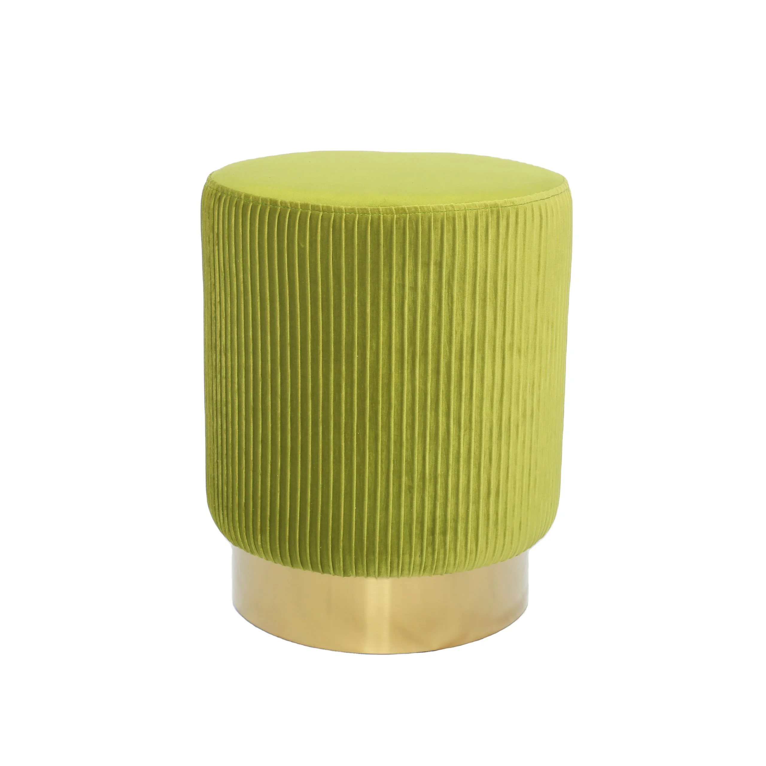 Hot Selling Modern Minimalist Living Room Furniture Golden Base Luxury Pink Velvet Foldable Ottoman Pouf for Hotel Bedroom Use