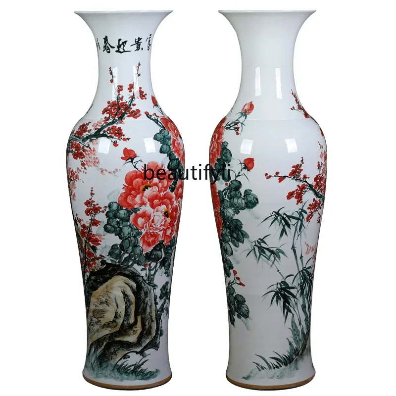 Ceramic Large Vase Hand Painted Rich Floor Living Room New House Decoration Ornaments