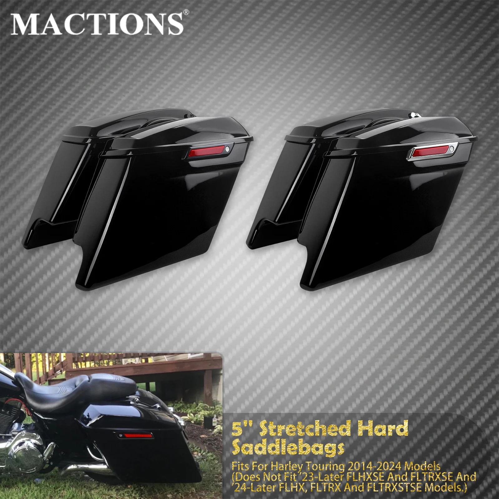 Motorrad 5-Zoll Verlängerte Satteltaschen Gepäcktaschen für Harley Touring Electra Street Glide Ultra Limited Road King 2014-24