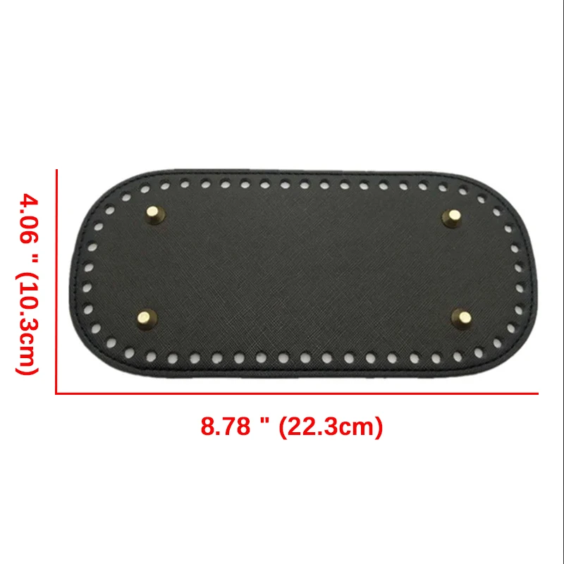 Base de cuero PU de 22x10cm para bolsos de punto, base hecha a mano con agujeros, accesorios para la base de bolsos de ganchillo DIY.
