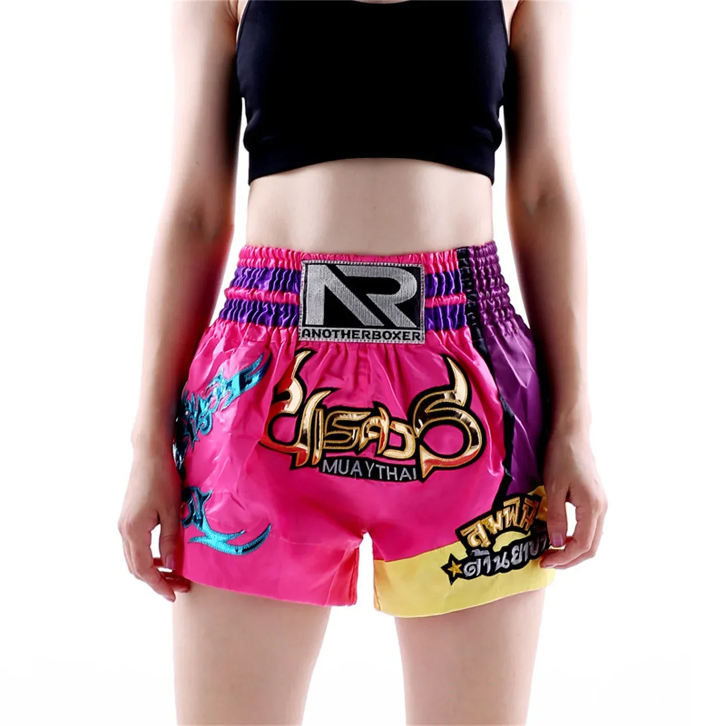 

Adults Kids Authentic Embroidery Boxing Trunks Muay Thai Shorts Men Women MMA Fighting Sanda Martial Arts Training Half Pants