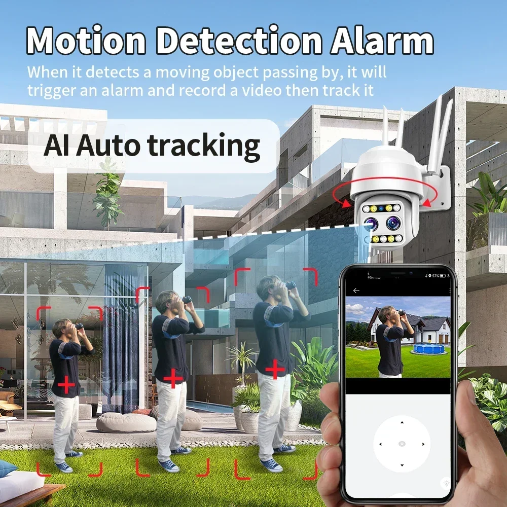 FEISDA 5MP WiFi Camera Outdoor IP Camera 10X Zoom digitale Dual Lens CCTV Camera Human Motion Detection Security Protection Cam