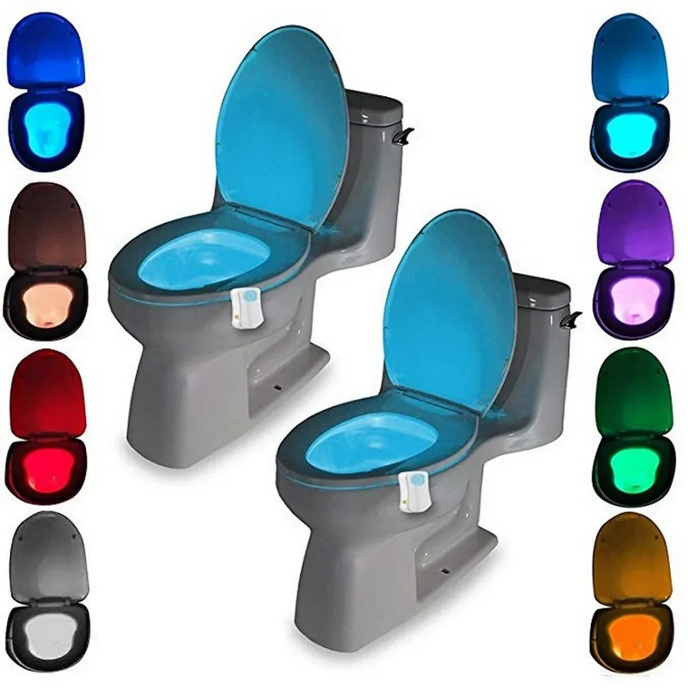 Toilet Seat Night Light PIR Motion Sensor 8 Colors Waterproof LED Lamp WC Light