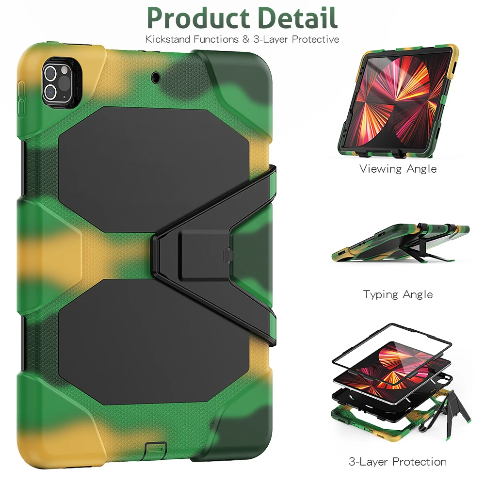 مع حافظة كمبيوتر لوحي بشاشة PET لجهاز iPad Pro 12.9 12 9 6th 4th 5th 3rd 2022 2021 2020 2018 حافظة Fundas سيليكون PC Stand Shell #1