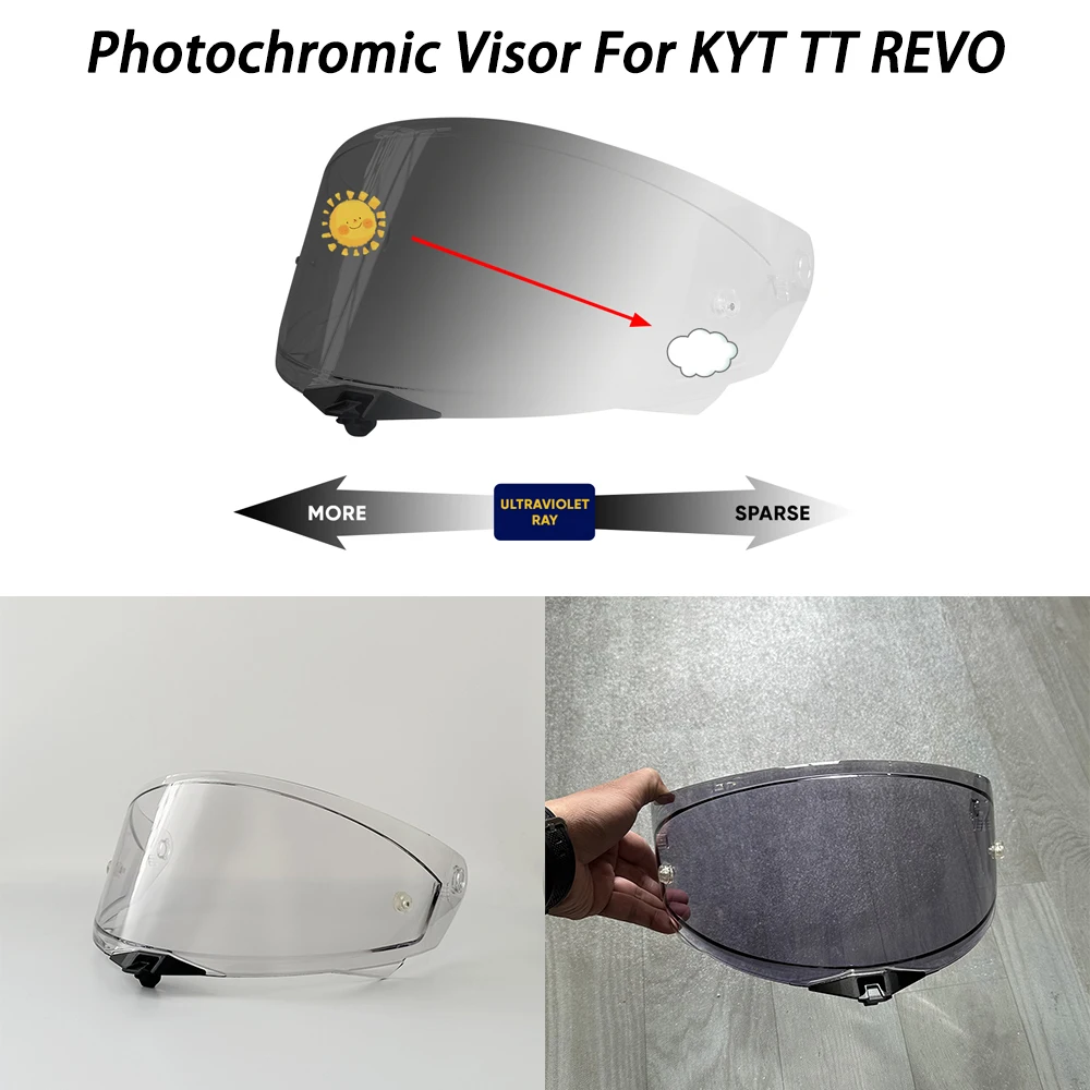 

Motorcycle Photochromic Shield Visor Lenses For KYT TT Revo Helmet Visor Replacement Face Parts