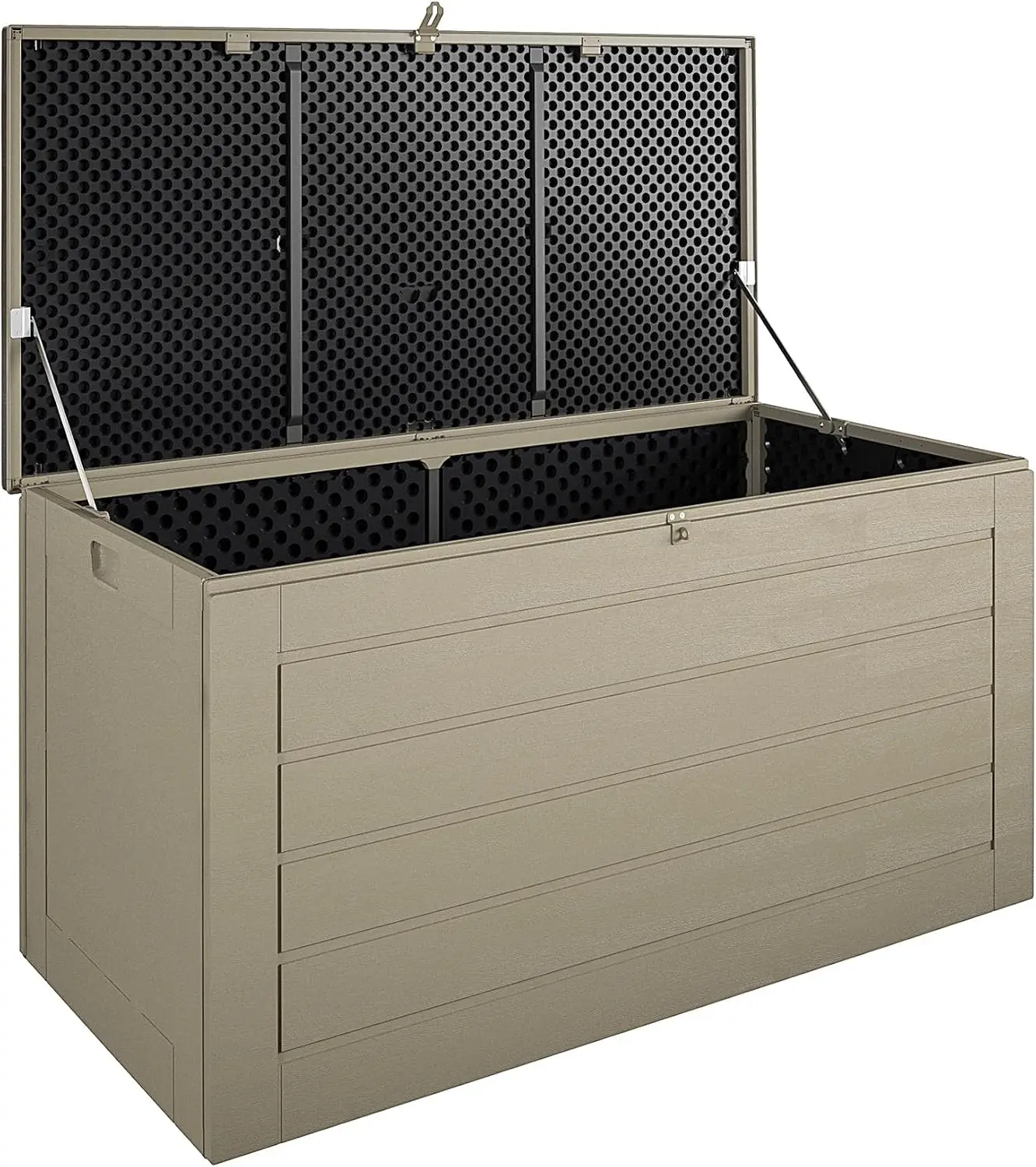 180 Gallon Patio Storage Box, Extra Large, Lockable Lid, Weather-Resistant, Tan/Brown