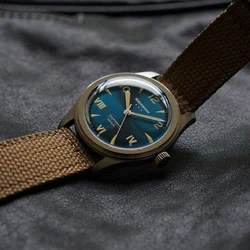 Reloj de cuerda Manual con esfera de California para hombre, reloj mecánico con esfera de esmalte Vintage, ejército, Seizenn, luminoso