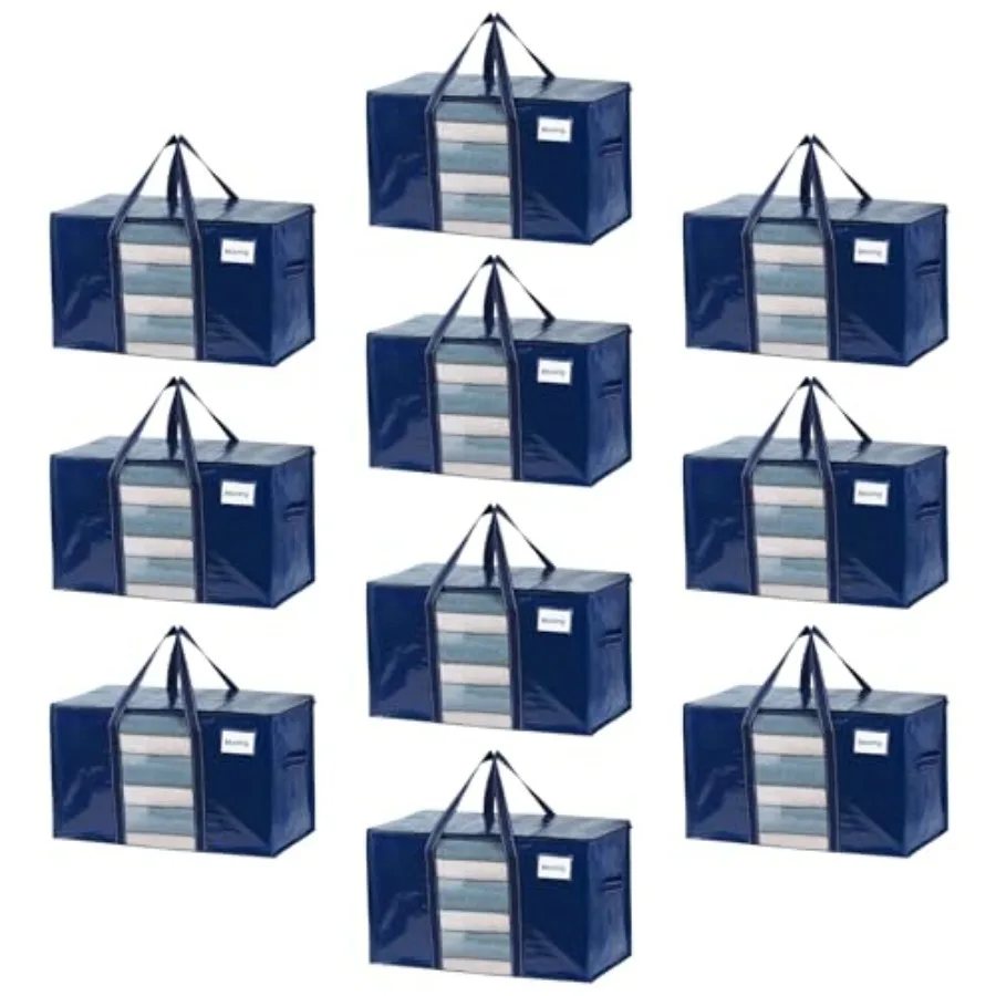 

Moving Bags with Window Heavy Duty Storage Bins with Lid Around Handles Tag Zippers Extra Large Totes Packing Moving Boxes Supp