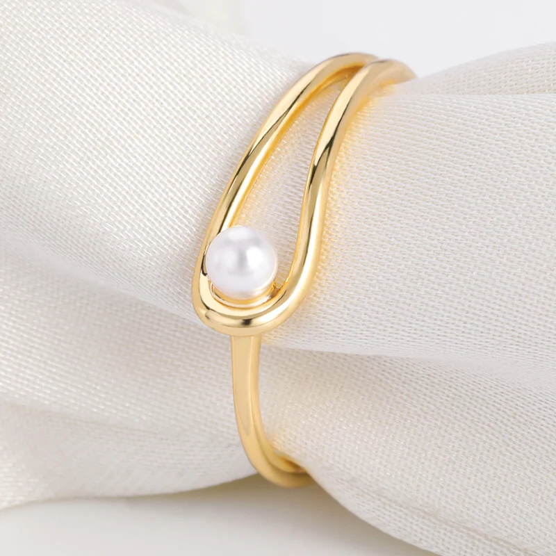 Fine Pearl Thin Ring For Women Minimalist Basic Style Fashion Jewelry Gold Color Knuckle Ring Ladies Beach Party Ring Gifts BFF