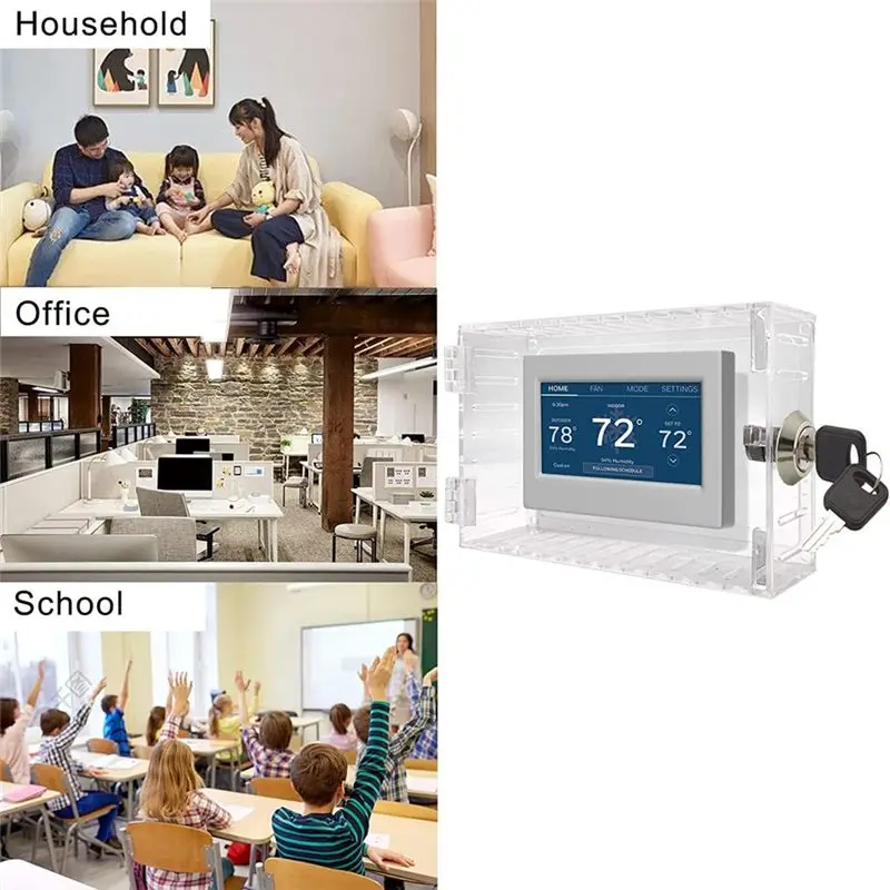 A20I Universal Thermostat Lock Box with Key Thermostat Cover for Thermostat on Wall Fits Thermostats 7X4.5 Inches or Smaller