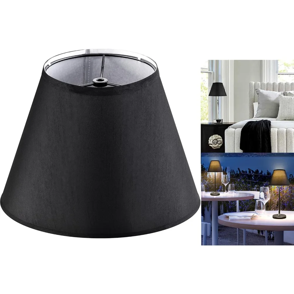 

1pc black lamp shade small barrel shade, fabric lampshade for table and wall lamp, 5.5'' top x 10'' bottom x 7.2'' height, spide