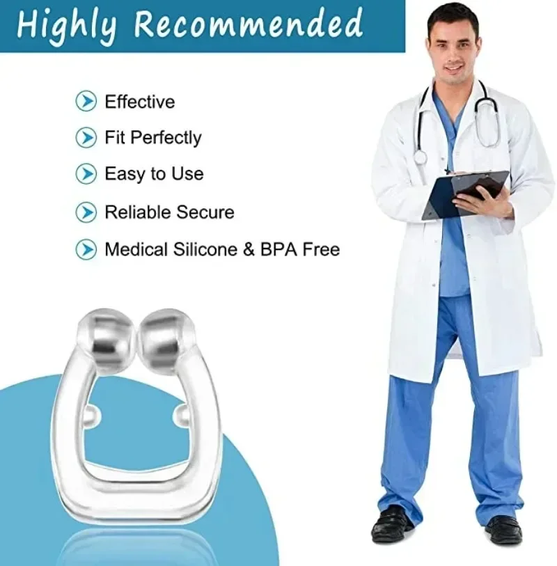 4Pcs Sleep aid device Magnetic Anti Snore Nose Clip Stop Snoring Improve Breathing Sleep Aid Apnea Guard Night Device with Case