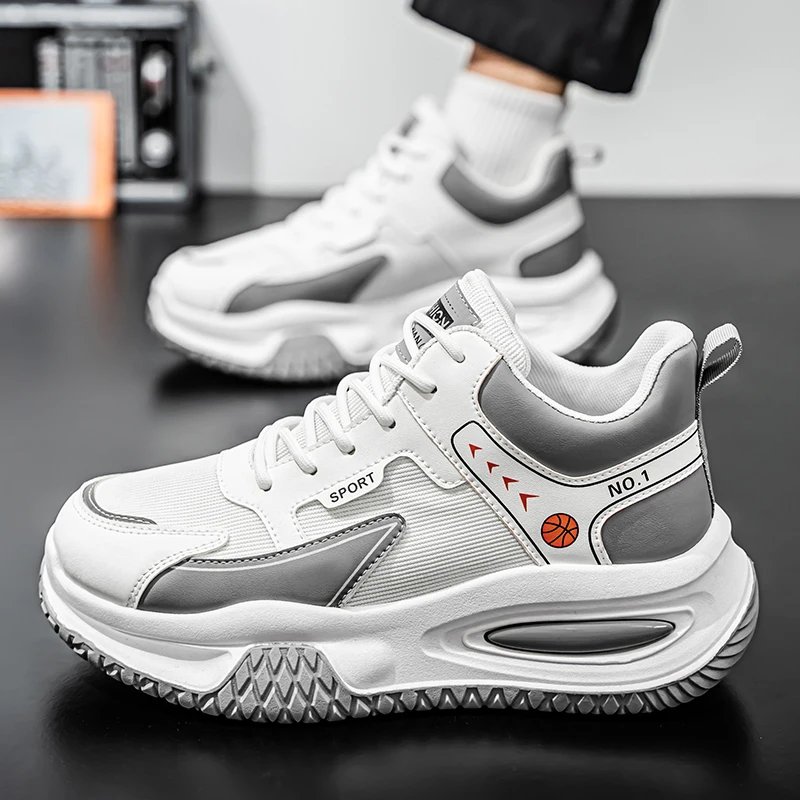 Men's Breathable Sport Shoes Non-Slip High-Top Men's Resistant Air Cushioning Baseball Bask Shoes Man Sneakers Classic Retro