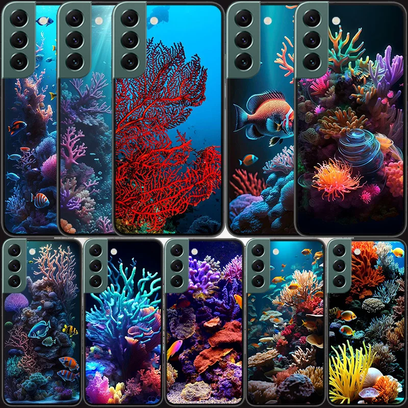 Coral Reefs and Their Small Fish Phone Case For Samsung S25+ Galaxy Note 20 Ultra 10 Lite 9 8 M12 M21 M30S M31 M32 M51 M52 S8 S7