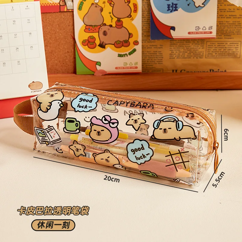 

1pcs Capybara Pencil Cases Cartoon Cute Pen Bags Kawaii Zipper Pencil Case Students Stationery School Office Supplies Gifts