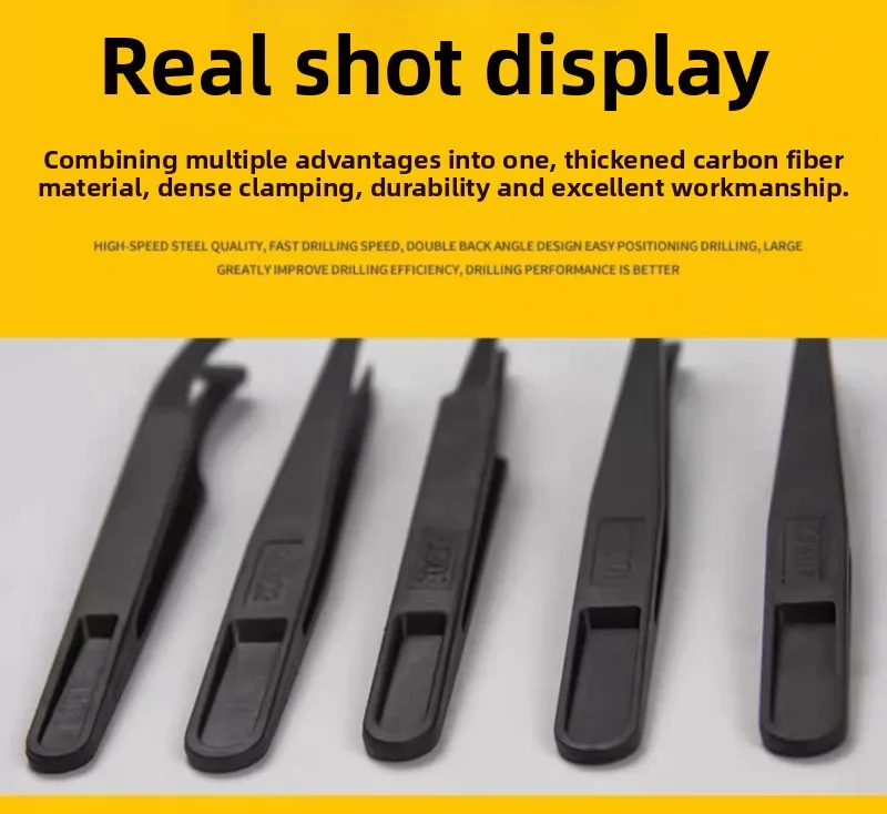 Anti Static Carbon Fiber Electronics Tweezer JZD Non Magnetic Plastic Tool Pointed Bent Tip Component Handling Factory Price