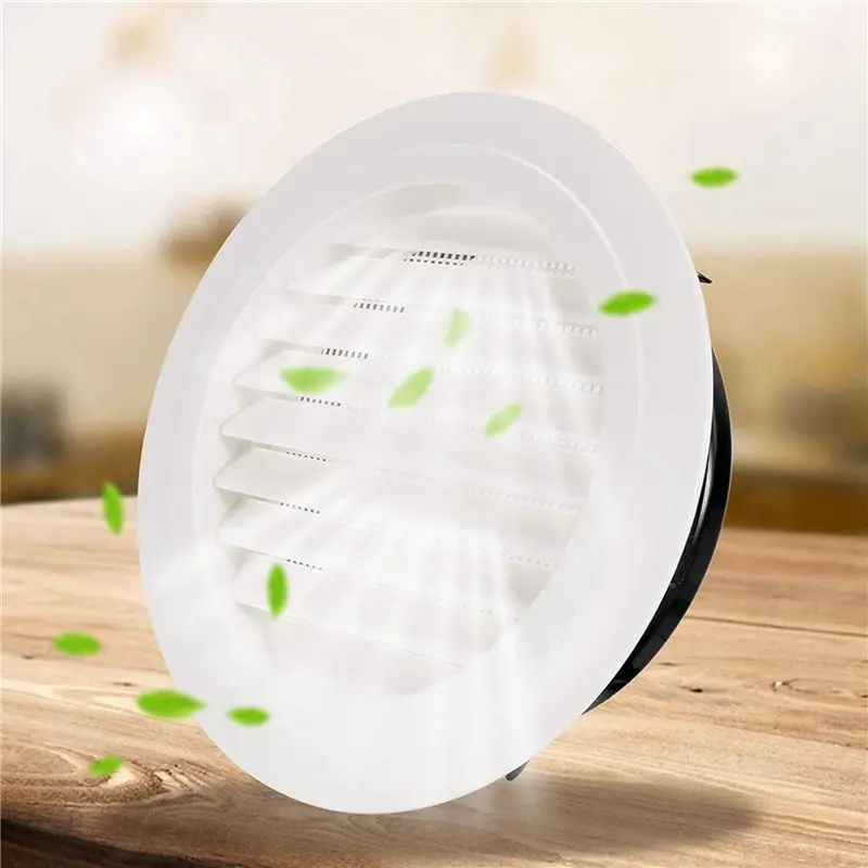 ABVT 8pcs 8 Inch Round Air Vent ABS Louver Grille Cover, White Soffit Vent with Fly Screen Mesh
