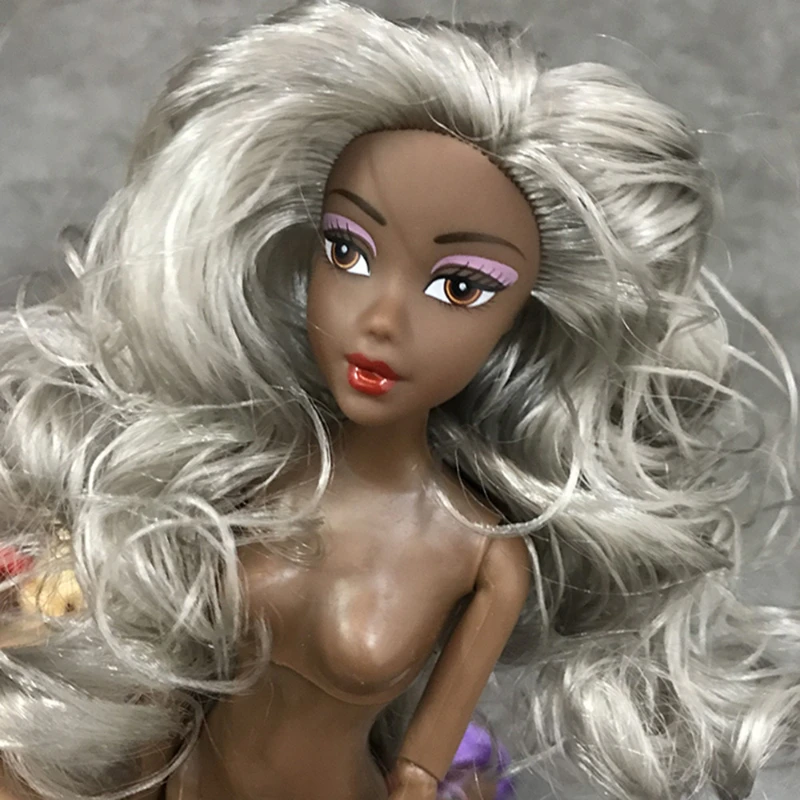 New 30cm African Doll 1/6 Bjd joints Movable Black Skin Body Exploding/curls Hair Dress Up Toys for Baby Girls