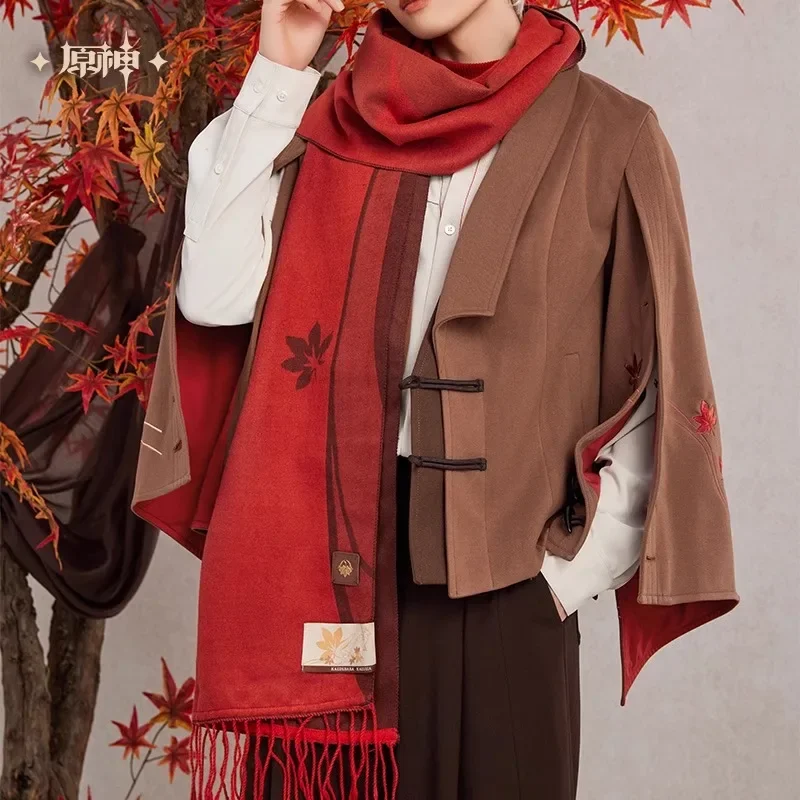 

Kaedehara Kazuha Game Genshin Cosplay Scraf Kazuha Theme Impression Red Warm Scarves Birthday Gifts Men Women Winter