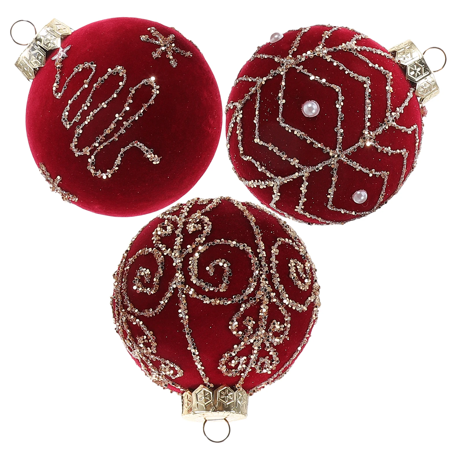 

3Pcs 8cm Flocked Christmas Balls Shatterproof Xmas Tree Decorations Classic Holiday Hanging Ornaments Christmas Tree Decor